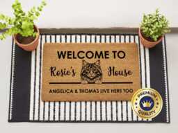 Custom Cat Welcome Mat - Pet Lover Entryway Decor - thumbnail 1