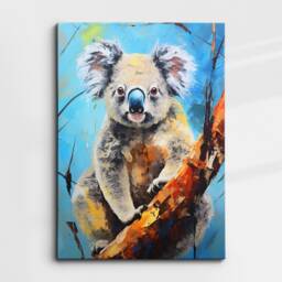 Colorful Koala Bear Animal Abstract Oil Painting Splatter Style Wall Art, Framed Canvas Poster Print, Home Kitchen Office Room Decor Gifts - thumbnail 3