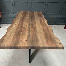 New Packaged Huge 2M Long Waney Edge Dining Table With Oak Finish Top - thumbnail 3