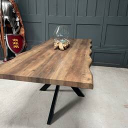 New Packaged Huge 2M Long Waney Edge Dining Table With Oak Finish Top - thumbnail 4