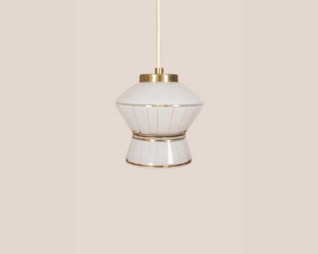 Mihela Vintage Pendant Light Mcm Hanging Handcrafted Glass Lamp Retro Ceiling Fixture Yugoslavia Gold Brass - image 1