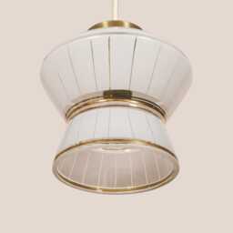 Mihela Vintage Pendant Light Mcm Hanging Handcrafted Glass Lamp Retro Ceiling Fixture Yugoslavia Gold Brass - thumbnail 3