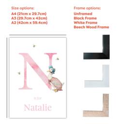 Official Peter Rabbit Print - Jemima Puddle-Duck Pink Letter & Personalised Name - thumbnail 3