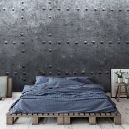 3D Riveted Metal Texture Wallpaper, Industrial Dark Wall Mural, Peel & Stick - thumbnail 3