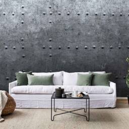 3D Riveted Metal Texture Wallpaper, Industrial Dark Wall Mural, Peel & Stick - thumbnail 2