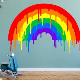 Rainbow Wall Sticker Dripping Nursery Decor Decal Art Mural Kids Colourful Bright - thumbnail 2