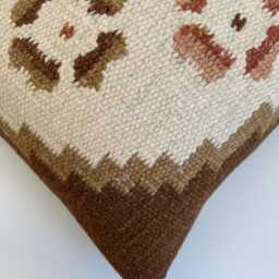Handmade Cushion Cover, Textured Cream Turkish Cushion, Rug Pillow, Decorative Throw Kilim 16''x16''/40x40 cm - thumbnail 3