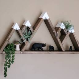 Handmade Wood Mountain Shelf, Rustic Home Decor, Floating Shelf - thumbnail 2