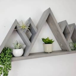 Handmade Wood Mountain Shelf, Rustic Home Decor, Floating Shelf - thumbnail 3
