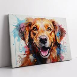 Colorful Golden Retriever Dog Pet Abstract Modern Oil Painting Wall Art, Framed Canvas Poster Print, Home Kitchen Office Room Decor, Gifts - thumbnail 2