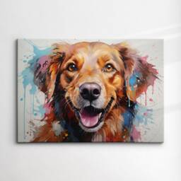 Colorful Golden Retriever Dog Pet Abstract Modern Oil Painting Wall Art, Framed Canvas Poster Print, Home Kitchen Office Room Decor, Gifts - thumbnail 3