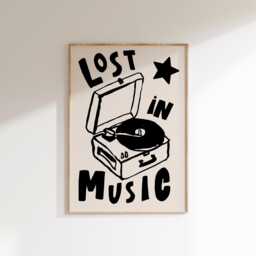 Lost in Music Print - Retro Wall Art Colourful Vinyl Poster Song Lyrics Rock Indie Dance Prints - thumbnail 1