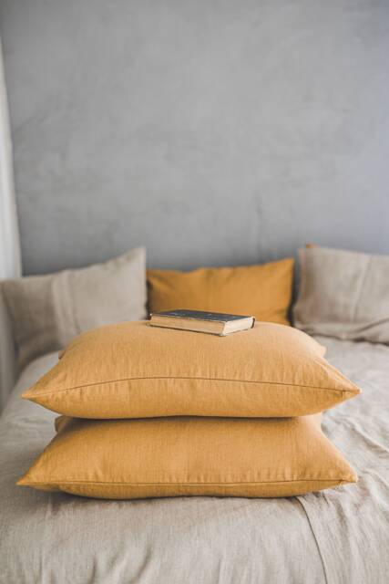 Linen Pillowcase in Various Colors, Heavyweight Softened Linen Pillow Cover, Camel Cushion Handmade Organic Sham - image 1