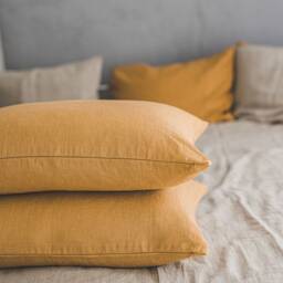 Linen Pillowcase in Various Colors, Heavyweight Softened Linen Pillow Cover, Camel Cushion Handmade Organic Sham - thumbnail 3