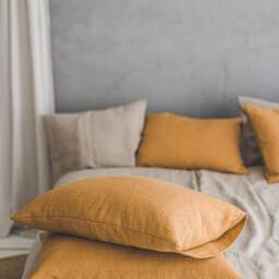 Linen Pillowcase in Various Colors, Heavyweight Softened Linen Pillow Cover, Camel Cushion Handmade Organic Sham - thumbnail 2