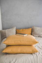 Linen Pillowcase in Various Colors, Heavyweight Softened Linen Pillow Cover, Camel Cushion Handmade Organic Sham - thumbnail 1