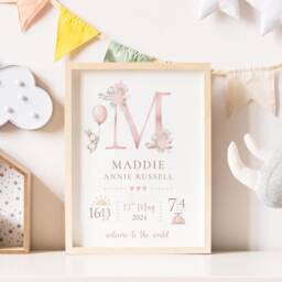 New Baby Personalised Print - Nursery Poster Gift Girl For Girls Name - thumbnail 2