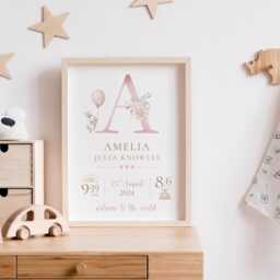 New Baby Personalised Print - Nursery Poster Gift Girl For Girls Name - thumbnail 3