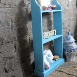 Solid Wood Bookcase Hand-Painted Bright Blue, Turquoise Pine Shelf, Ready Assembled - thumbnail 3