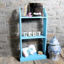 Solid Wood Bookcase Hand-Painted Bright Blue, Turquoise Pine Shelf, Ready Assembled - thumbnail 2