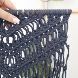 "Dark Blue Macrame Wall Hanging Cotton Bedroom Decor - 15"" X 25" - thumbnail 4
