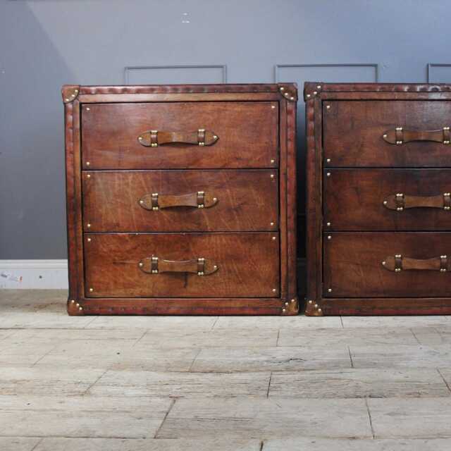 Luxury Leather Bedroom Nightstands - Solid Hardwood Bedside Drawers - image 1