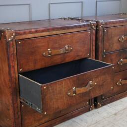Luxury Leather Bedroom Nightstands - Solid Hardwood Bedside Drawers - thumbnail 2