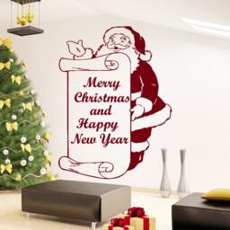 Wall Decals Merry Christmas & Happy New Year Santa Claus Decal Vinyl Sticker Home Art Bedroom Decor Living Room Murals Ms739 - thumbnail 1