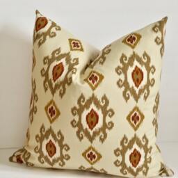 Red Ikat Pillow Cover Maroon & Cream Beige Tapestry Pattern Throw - thumbnail 3