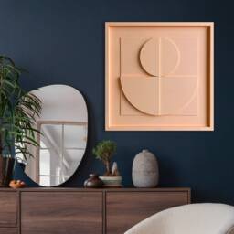 Geometric Relief Painting - Mid-Century Modern Wall Sculpture - 50x50cm - thumbnail 2