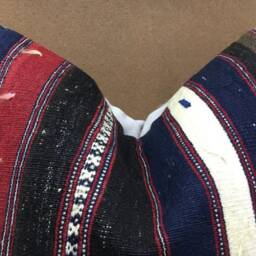 Vintage Turkish Kilim Pillow Cover, Handwoven Bohemian Decor - 16x16 - thumbnail 2