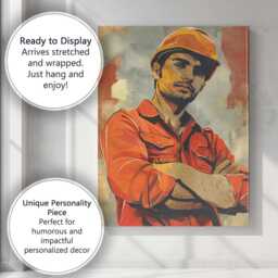 Modern Construction Worker Portrait Industrial Pop Art Canvas Wall Print Decor Picture Ready To Hang - thumbnail 3