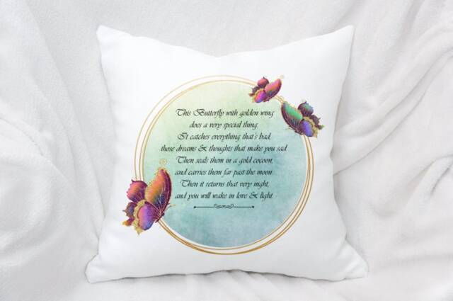 Personalised Butterfly Worry Cushion, Mental Wellbeing Gift - image 1