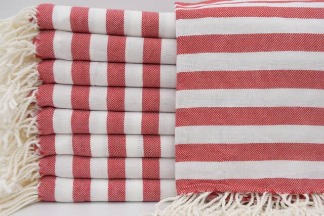 "Turkish Towel, Peshtemal Towel, Red Towel, Cotton Towel, Bohemian Towel, Spa Towel, 40""x67" - image 1