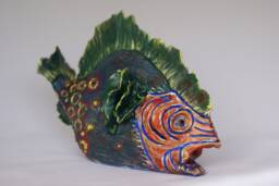 Handmade Ceramic Fish Sculpture, Decorative Statuette, Fairy Tale Style - thumbnail 1