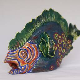Handmade Ceramic Fish Sculpture, Decorative Statuette, Fairy Tale Style - thumbnail 2
