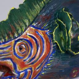 Handmade Ceramic Fish Sculpture, Decorative Statuette, Fairy Tale Style - thumbnail 3