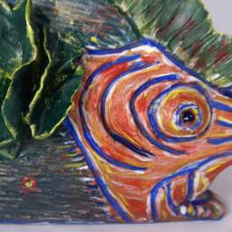 Handmade Ceramic Fish Sculpture, Decorative Statuette, Fairy Tale Style - thumbnail 4