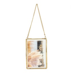 Brass & Recycled Glass Photo Frame, Wall Hanging Portrait Display - 4x6