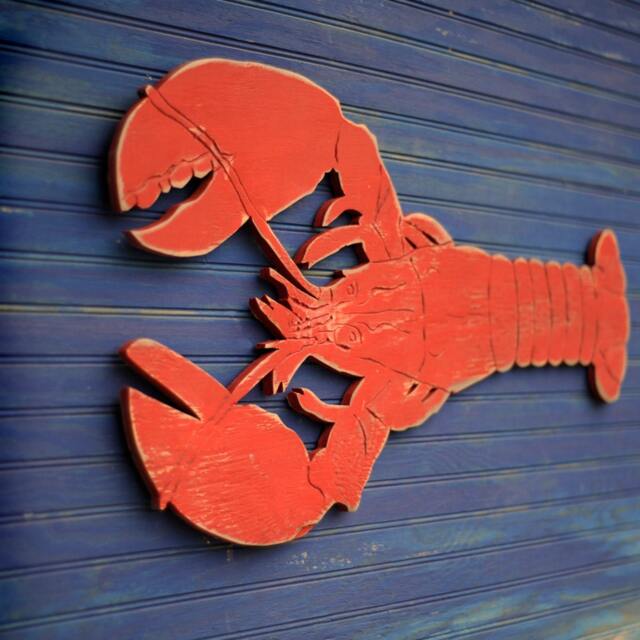 "Big Lobster Sign Coastal Wall Decor Wooden Art 34"", 45"" & 50" - image 1