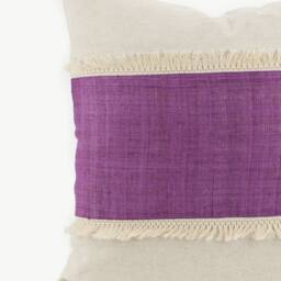 Hill Tribe Hemp Throw Pillow - Purple Striped Fringe, 20x20 - thumbnail 2