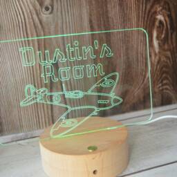 Personalized Led Night Light Aircraft Spitfire, Custom Kids Room Decor - thumbnail 3