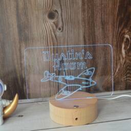 Personalized Led Night Light Aircraft Spitfire, Custom Kids Room Decor - thumbnail 2