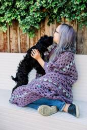 Handmade Purple & Turquoise Blue Crochet Afghan Blanket, Large Size For A Full Or Double Bed With Granny Square Design 480001