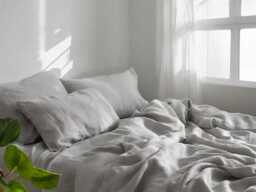 Light Gray Linen Sheet Set 1 Flat & Fitted 2 Pillowcases Stonewashed 100% Flax Linen Set