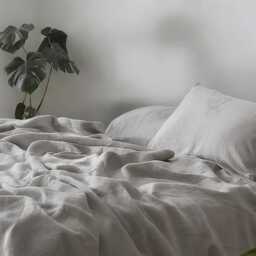 Light Gray Linen Sheet Set 1 Flat & Fitted 2 Pillowcases Stonewashed 100% Flax Linen Set - thumbnail 3
