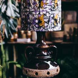 Handmade Batik Lampshade African Home Decor, Purple & Brown - thumbnail 3