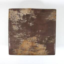 Brown Cowhide Footstool, Square Ottoman With Tapered Legs, 306 - thumbnail 3