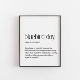 Skiing Art, Bluebird Day Definition Print, Sport Gifts For Him, Landscape Skiing Poster, Dictionary Ski Women, Skier Art - thumbnail 1