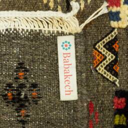 Handmade Grey Kilim Rug Moroccan Berber Wool Geometric Rug - thumbnail 4